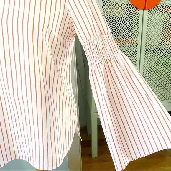 NWT MICHAEL Michael Kors Striped Bell Sleeve Top - Picture 4 of 12